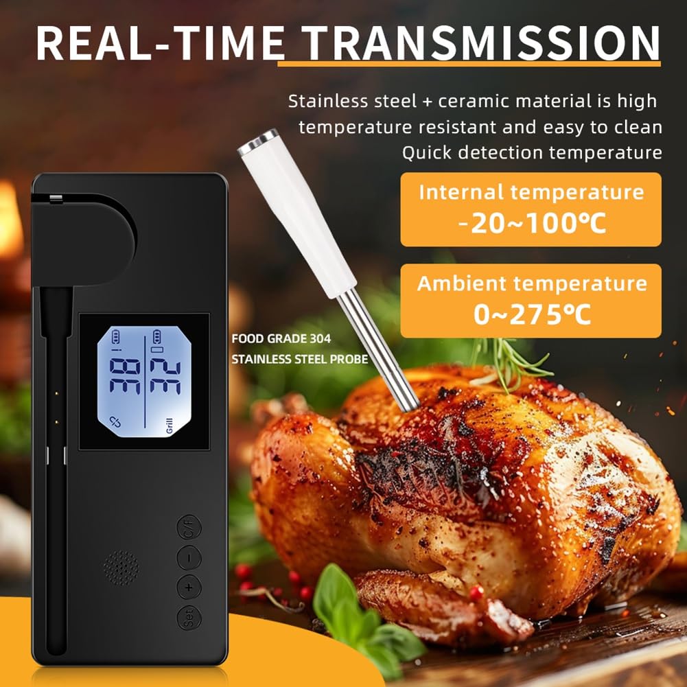 Termómetro inalámbrico para carne, inteligente, digital, Bluetooth, para barbacoa, control móvil, comprobador de temperatura de alimentos