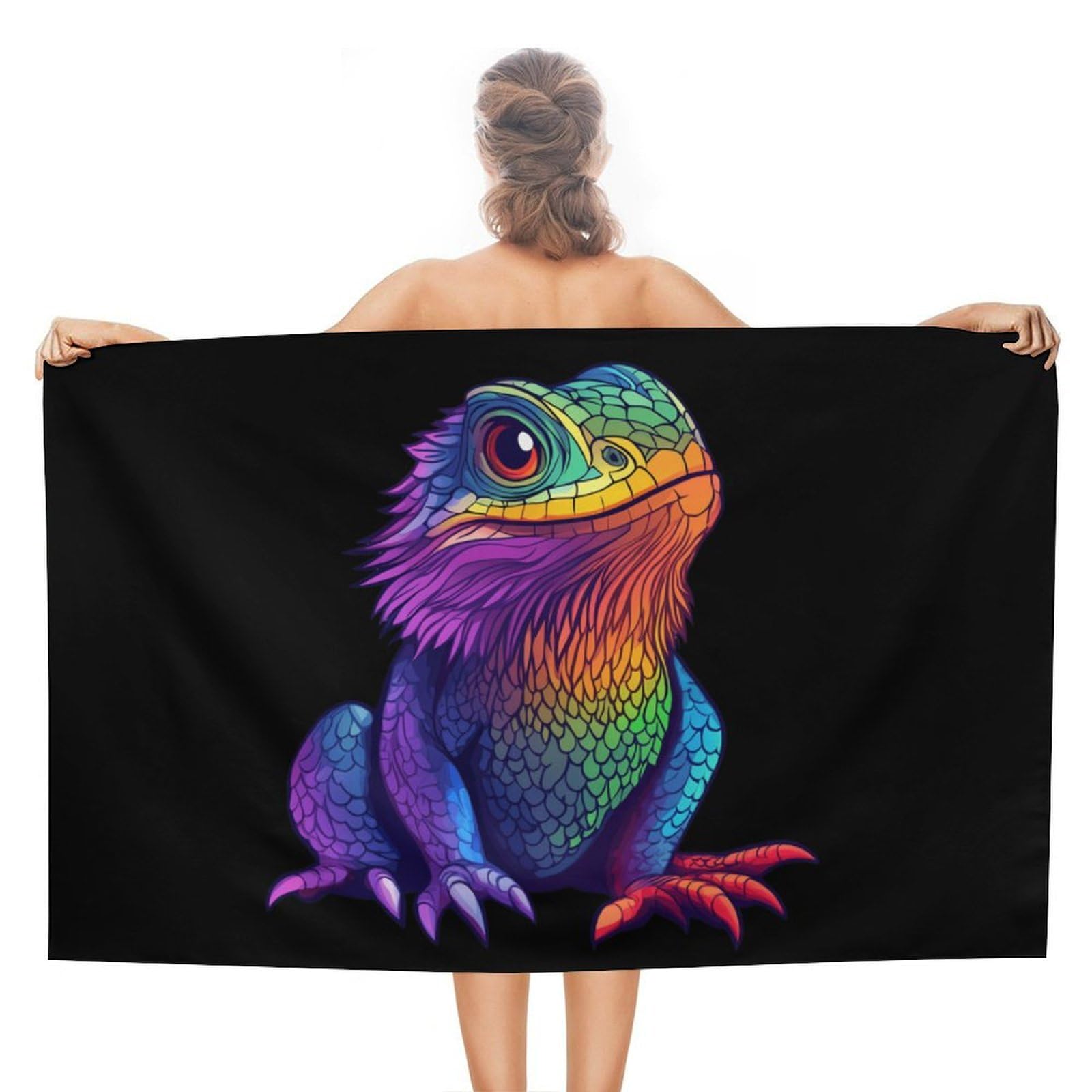 CGSBNGHA Bearded Dragon Colorful Beach Towels Soft Bathroom Bath Pool Swim Towels for Women Men