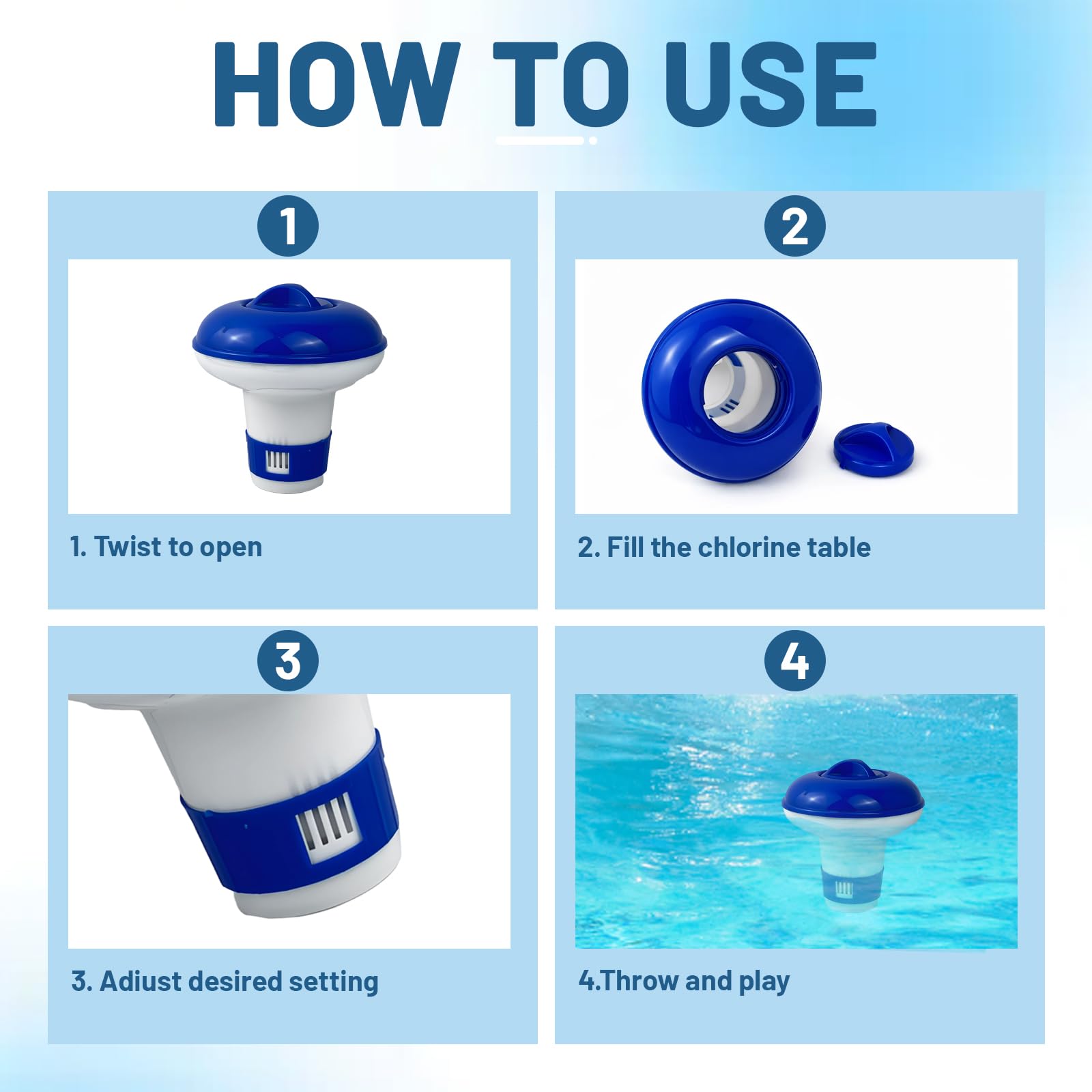 4Pcs Hot Tub Chlorine Dispenser, Adjustable Chlorine Dispenser for Hot Tub, All Spa, and Water Park Swimming Pool Floater — view 4