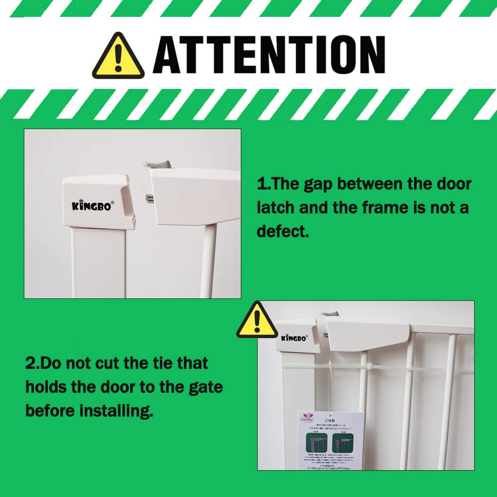 🛒 Flash Sale ALLAIBB Walk Through Baby Gate Auto Close Tension White Metal Child Pet Safety Gates with Pressure Mount for Stairs,Doorways and Kitchen (White, 54.33-57.09)