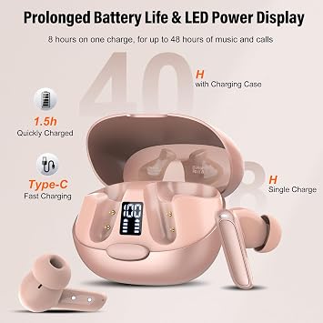AI Translation Earbuds, Real-Time Bluetooth5.3 Translator Earbuds,Rose Gold