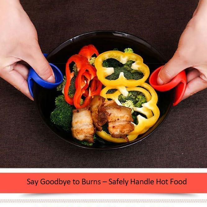 2PCS Silicone Finger Gripper Heat Resistant Plate Clip – Random Color Mini Anti-Scald Clamp for Hot Dishes, Bowls & Pots – Non-Slip Kitchen Food Grade Holder for Microwave, Oven & Cookware