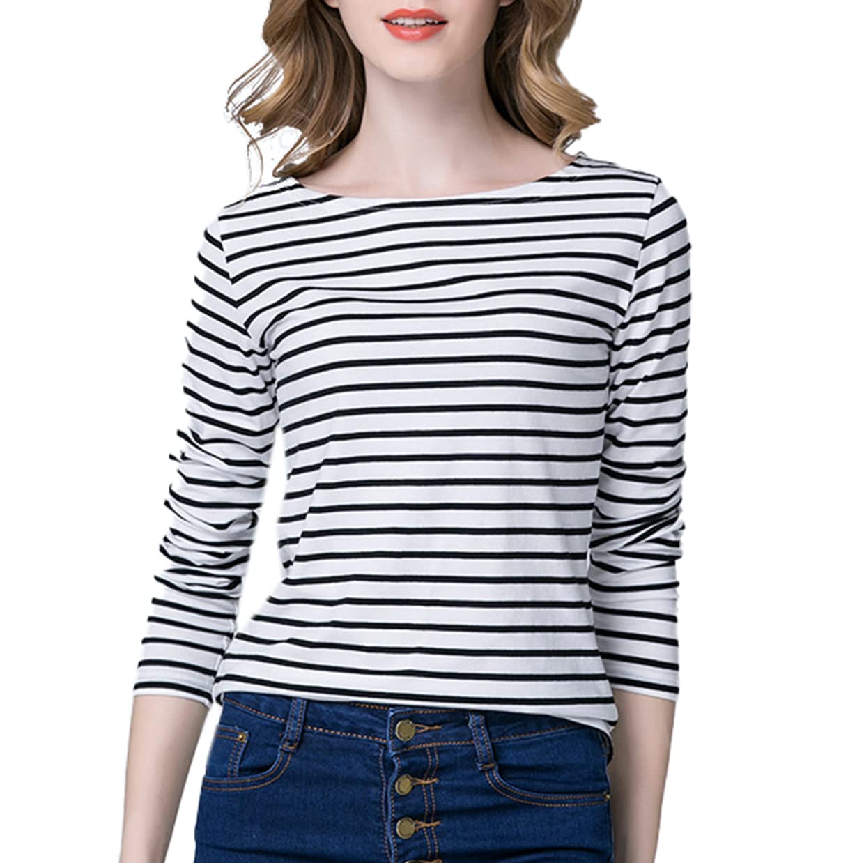 【yoshokobayashi】Boat neck border T-shirt 61V7PSrscIL.jpg