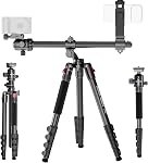 NEEWER Basics 64.5" Tripode horizontal avec tête de balle / porte-téléphone cellulaire Compatible avec iPhone Enregistrement vidéo, Monopod en aluminium pour appareil photo de voyage, 360° Pan 180° Tilt 22lb/10kg Chargez, TP66