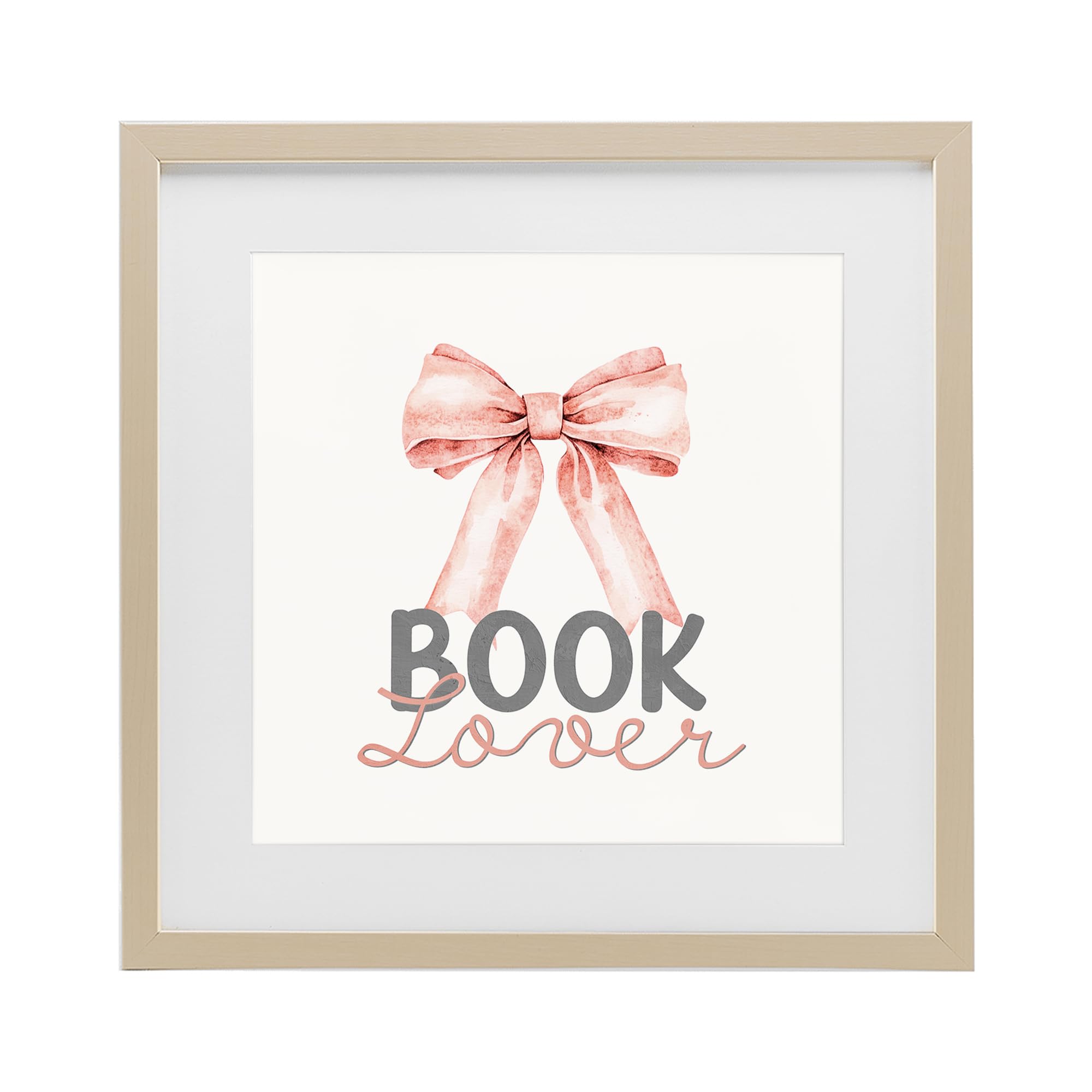 Stupell Industries Harvest Pine (Textured) 'Book Lover Pink Bow'| Framed Print Under Glass