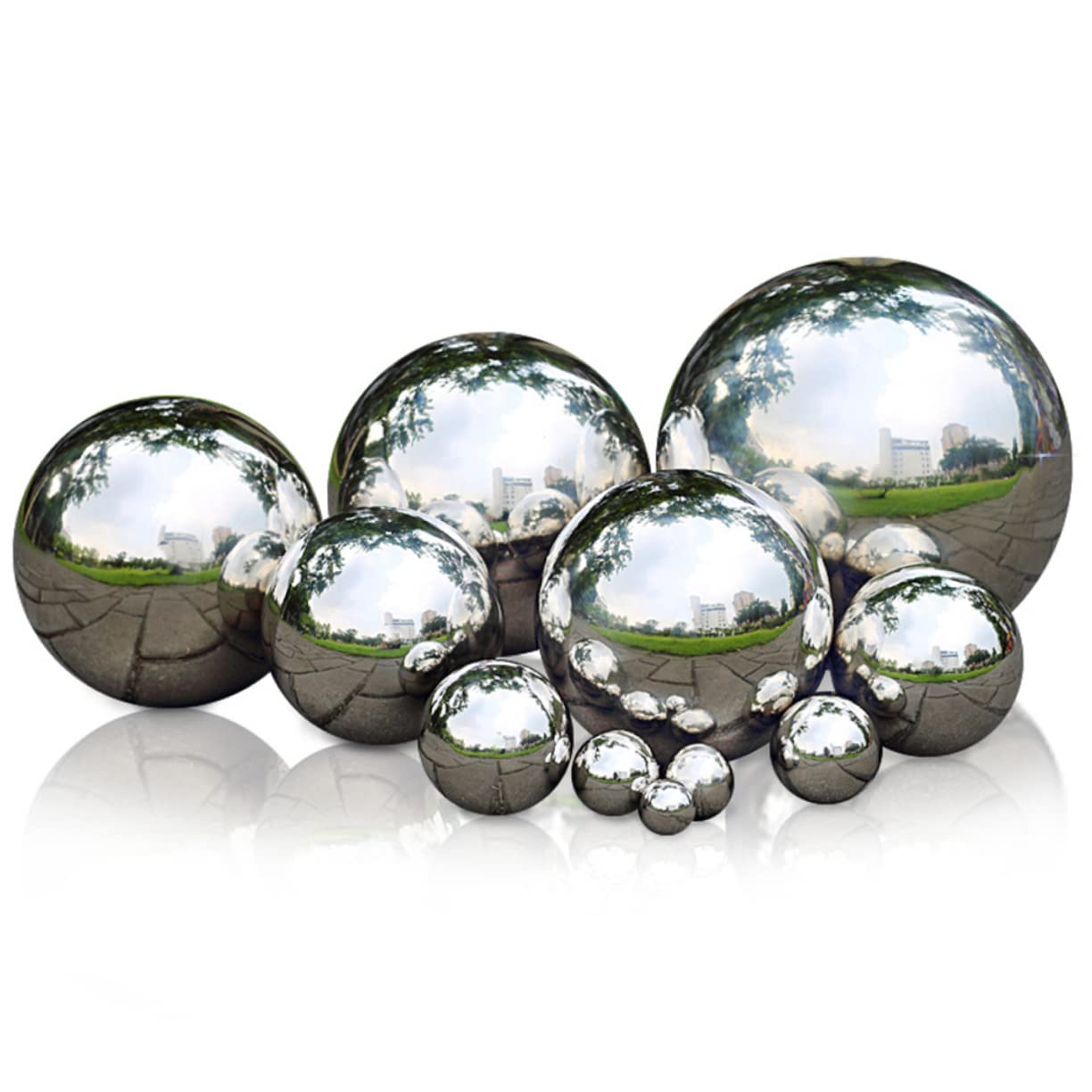 Outanaya Stainless Steel Hollow Metal Ball Mirror Polished Wall Thickness for Decoration High Brightness Shine Sphere Durable Stainless Steel Design