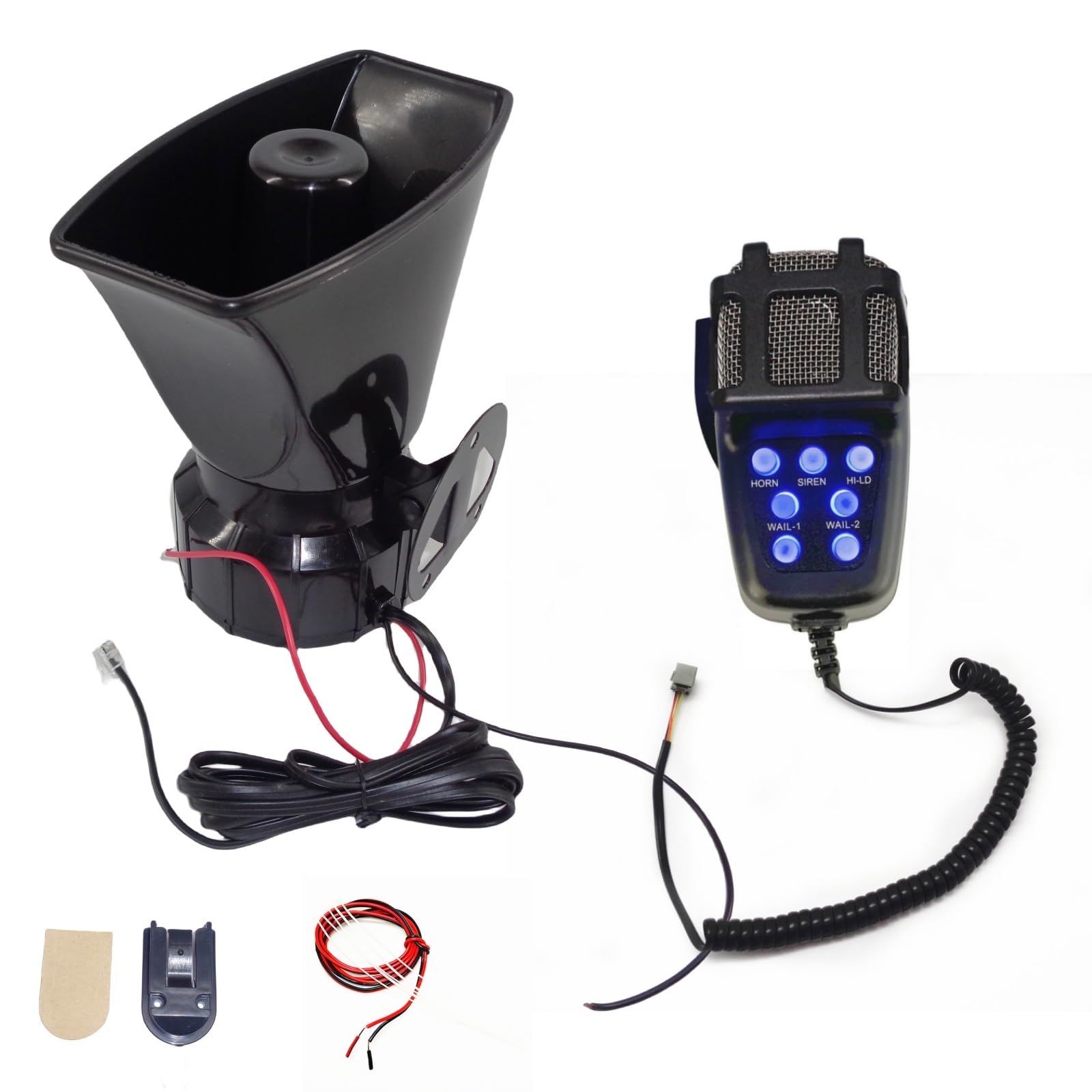 Klaxon de voiture Sirène Klaxon Blu - ray bouton 130db Trompette d'air Amplificateur sonore d'urgence Système de haut - parleurs pa avec microphone 7 tones Car Horn pour 12V camion voiture etc