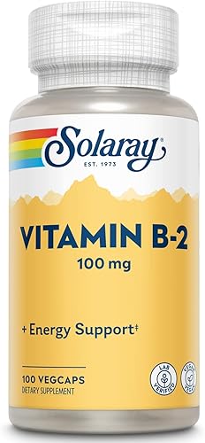 SOLARAY Vitamina B-2 Riboflavina 100 mg con Aloe Vera | Metabolismo energético saludable, piel, cabello y uñas | 100 CT