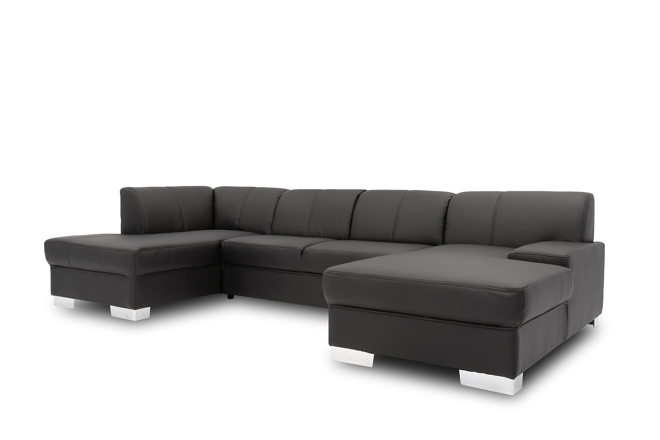 DOMO. collection Wohnlandschaft Star, Sofa in U-Form, Longchair rechts, Couch in Kunstleder, 304 x 150 x 150 cm (BxTxH), schwarz