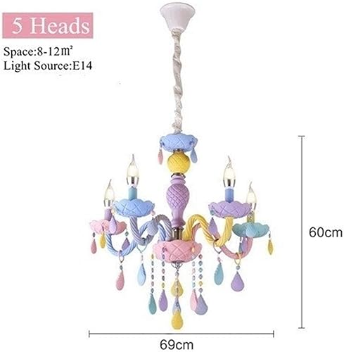 Miniatura 8 de EXCEI Candelabro de techo moderno de cristal macarrón LED colorido lámpara colgante de techo para habitación de niños y niñas lámpara colgante de