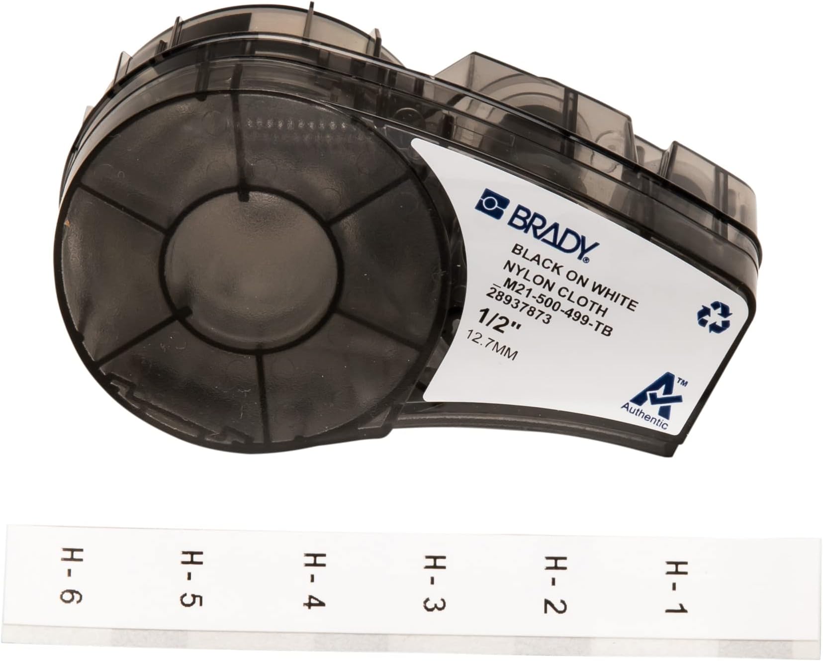 Brady M21-500-499-TB 16' Length, 0.5" Width, B-499 Nylon Cloth, Black On White Color, BMP 21 Mobile Printer, ID PAL And LABPAL Printer Label by Brady, ‎Black on White