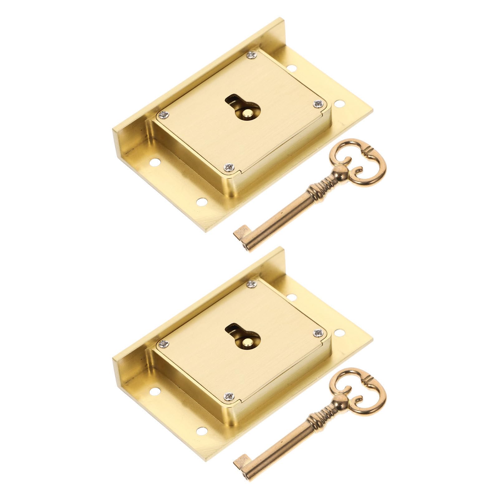 2 Sätze Vintage Möbelschloss aus Messing mit Schlüssel, Gold