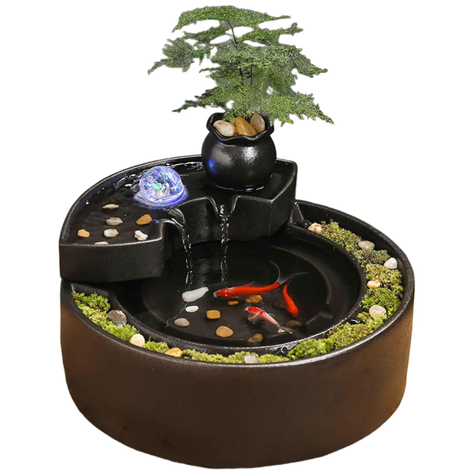 DFrywdgSEY tabletop fountain, Ceramic Pot Fountain Desktop Water Indoor, for and Home Decoration Table Desk Office Patio(D)