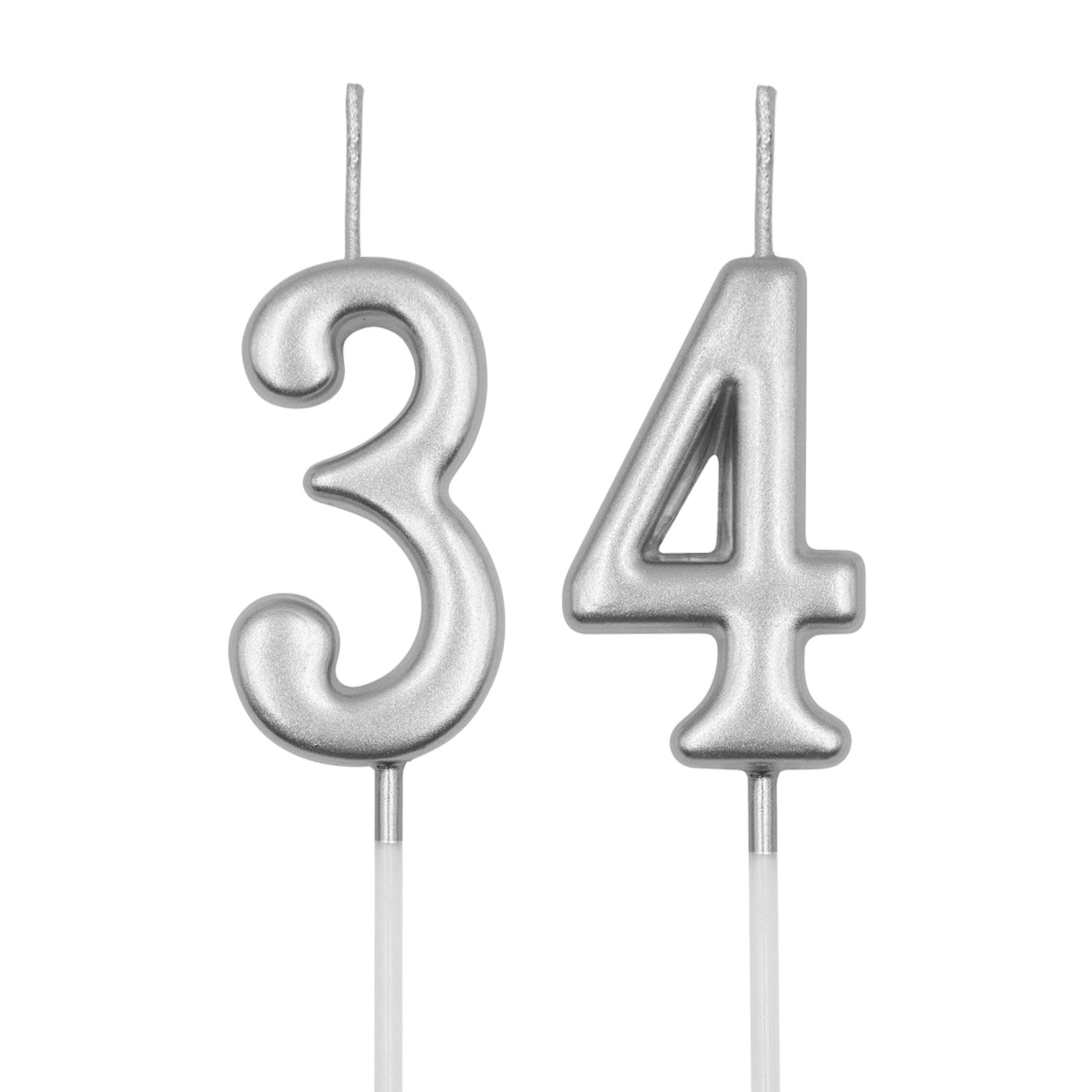 Amazon.com: 34th & 43rd Birthday Candles, Silver Number 34 43