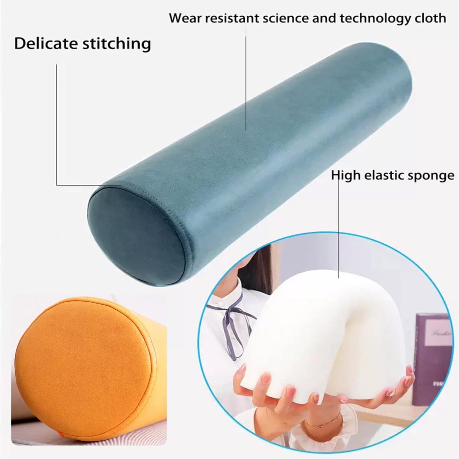Rohrkissen Nackenrolle Memory Foam Kissenrolle Weichem Bequemes Rollenkissen mit Reißverschlus Nackenkissen Kniekissen Neck Pillow, Nackenrolle für Betten, Sofas(Color 1,20x90cm/8x35in)