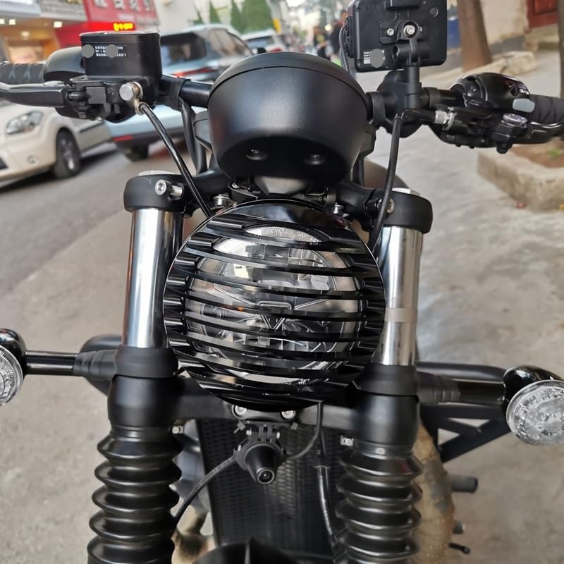 Grille phare moto contre les gravillons pour Bobber noir rétro - 3