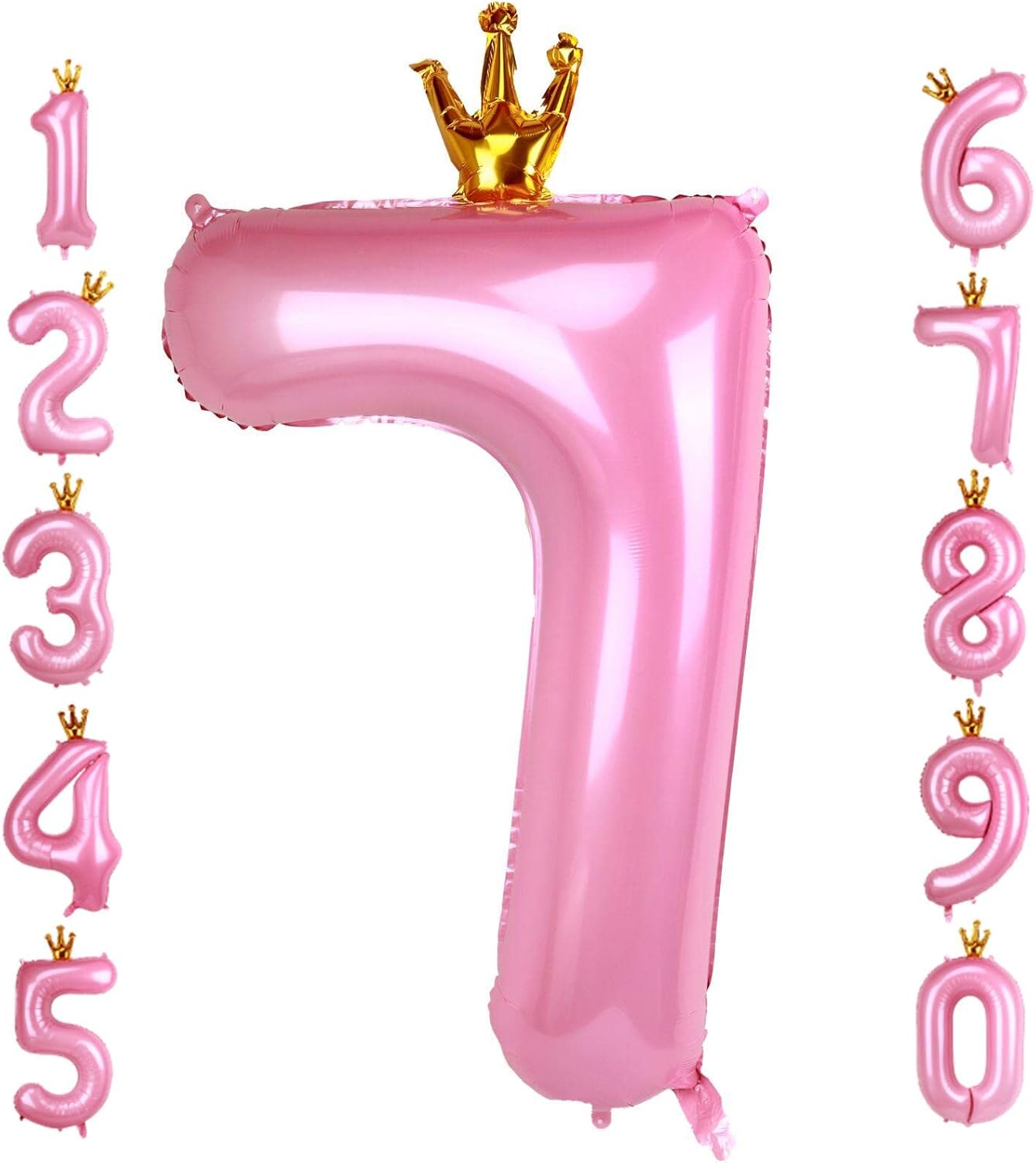 Amazon.com: 40 Inch Crown Pink Number 7 Balloon, Big Conjoined Baby ...