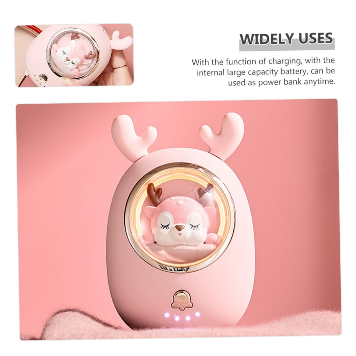 ABOOFAN Scaldamani Elettrico Ricaricabile USB Design Animale Cartone Animato Portatile Leggero Protezione Surriscaldamento Power Bank Caccia Campeggio Sci Donna Regalo