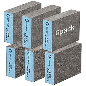 Onarway Sanding Blocks 6 Pack Wet and Dry Dual-use,Sanding Sponges Coarse and Fine – 60/80/100/120/180/220 Grits 6…