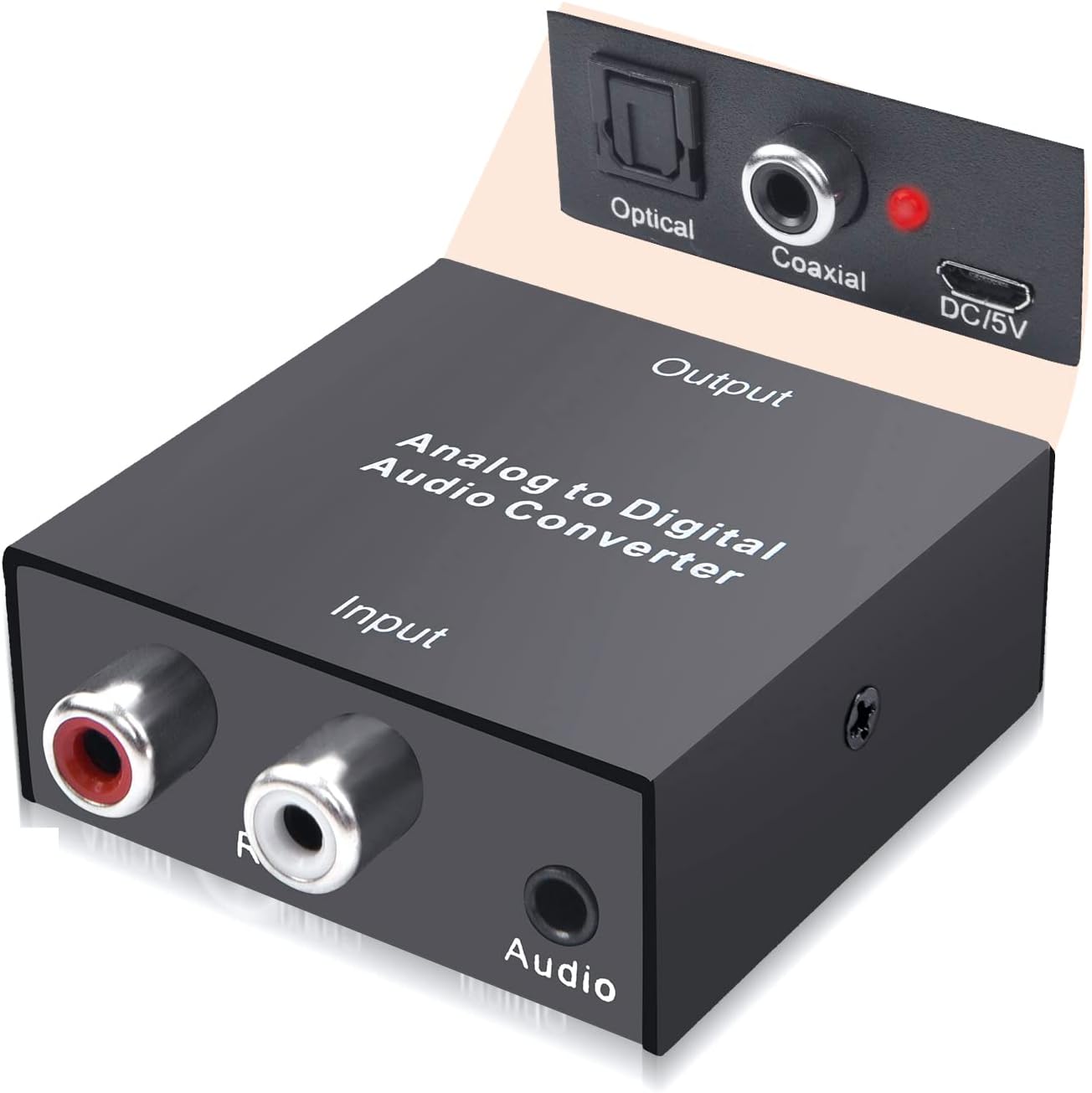 SOUTHSKY Audio Converter, Stereo Analog to Digital Converter Adapter, 3.5mm Aux Jack R/L 2 RCA Cinch to SPDIF,Toslink, Optical,Coaxial Converter
