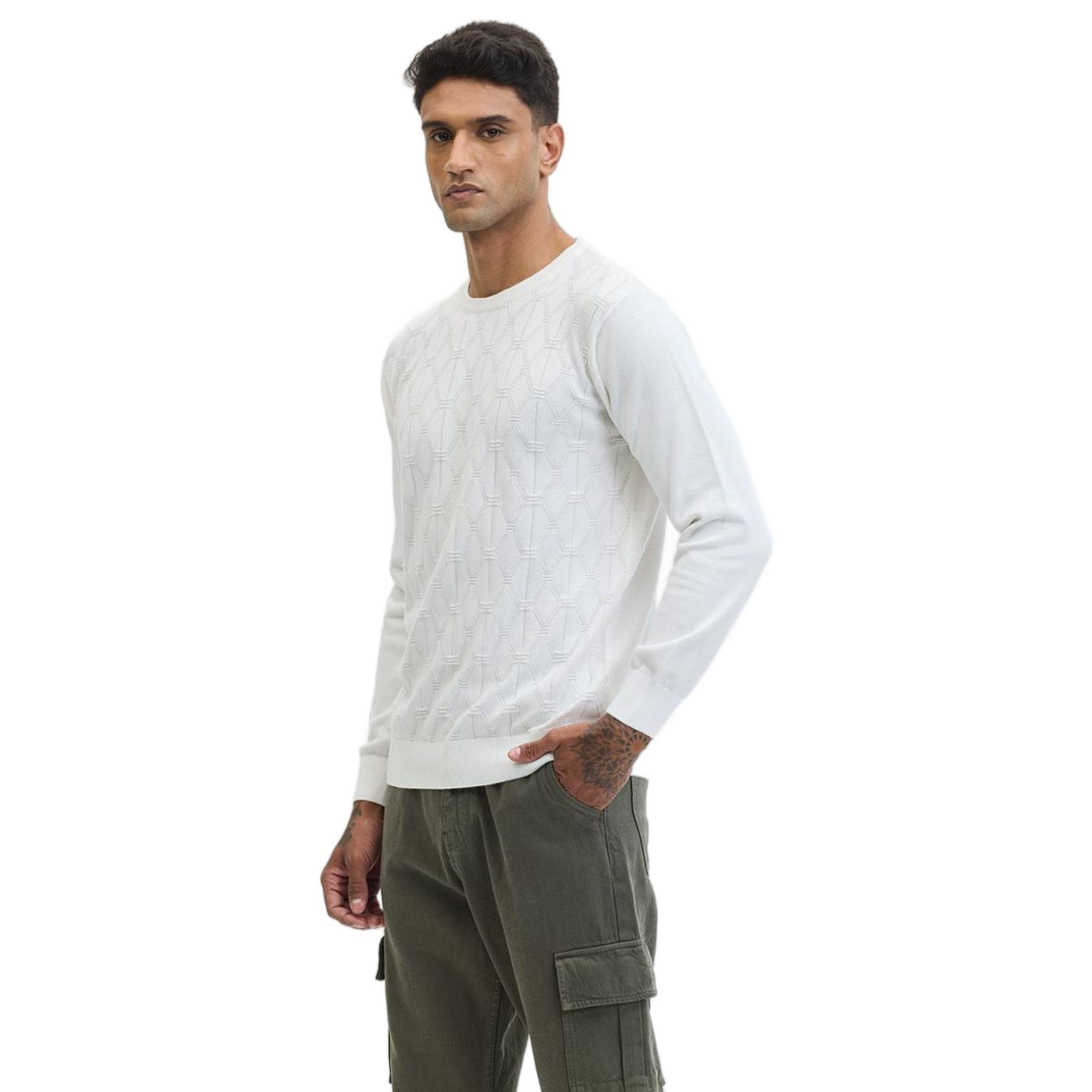snitch White Self-Design Sweaters-picture-14