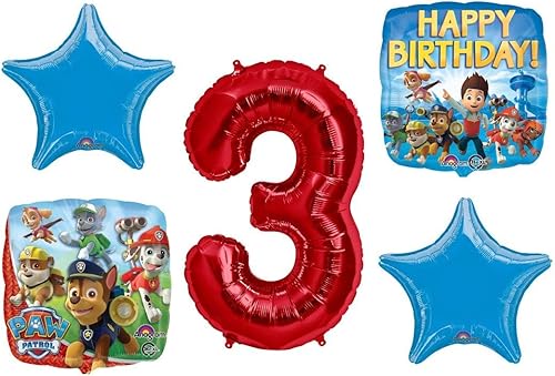Ramo de globos de 3er cumpleaños de Paw Patrol de 5 piezas Amscan