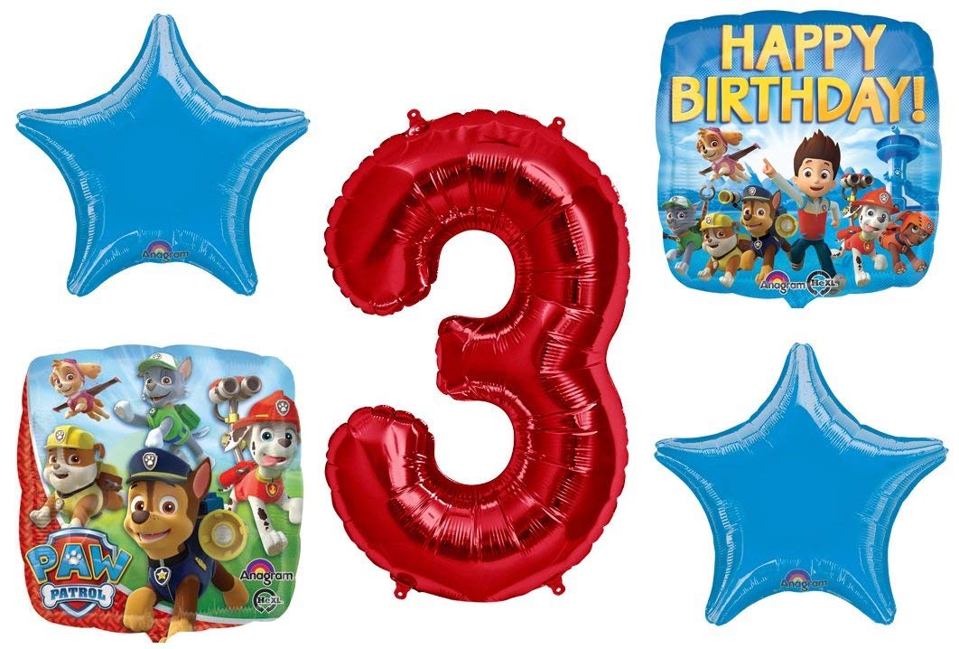 PAW Patrol 3rd Birthday Balloon Bouquet 5pc by Amscan