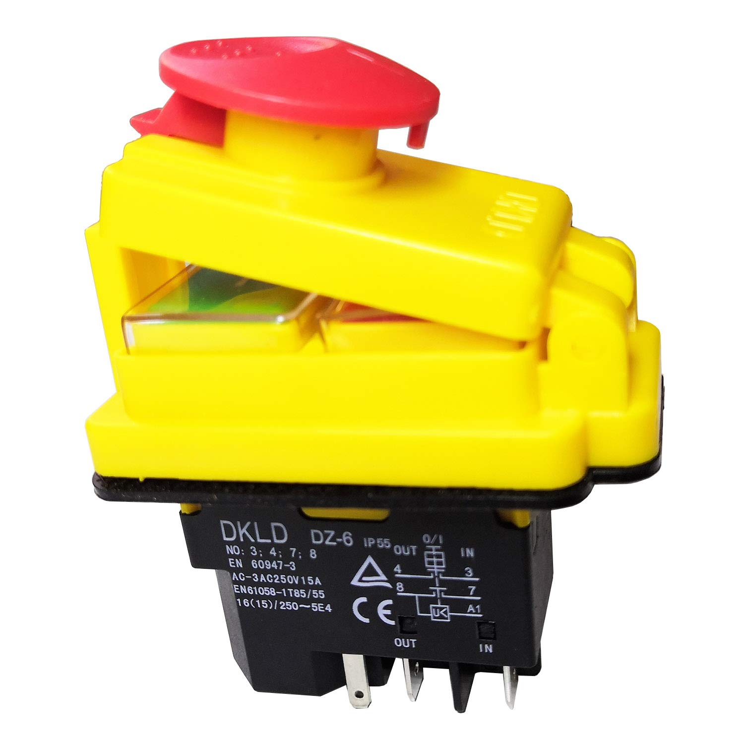 Besttoolifes Interrupteur Bouton-Poussoir Électromagnétique Étanche KJD22 6 Broches 250V 12A IP54