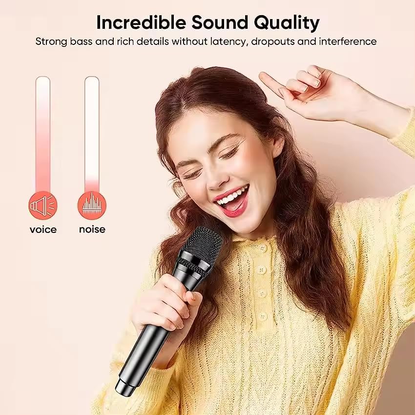 Image of kh UHF Portable Wireless Microphone with Receiver - Handheld Cordless Mic for Singing, Speeches, Events, Karaoke, PA Systems, Computers & Musicians