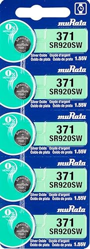 Murata 371 Batería SR920SW 1.55V Celda de botón de reloj de óxido de plata (5 baterías)
