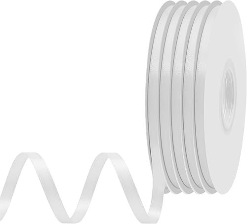 Miniatura 273 de Cinta de satén rosa polvoriento de doble cara, 3/8 pulgadas x 50 yardas, cintas de poliéster rosa polvoriento para envolver regalos, cinta de tela