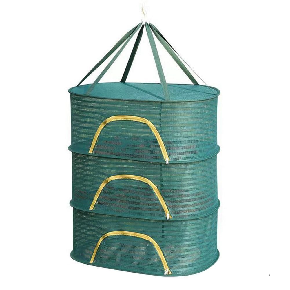 CTRLZS Drying Rack 70x50cm Foldable Fish Net Fishing Vegetables Clothing Drying Net 3 Layer Storage Hanging Design