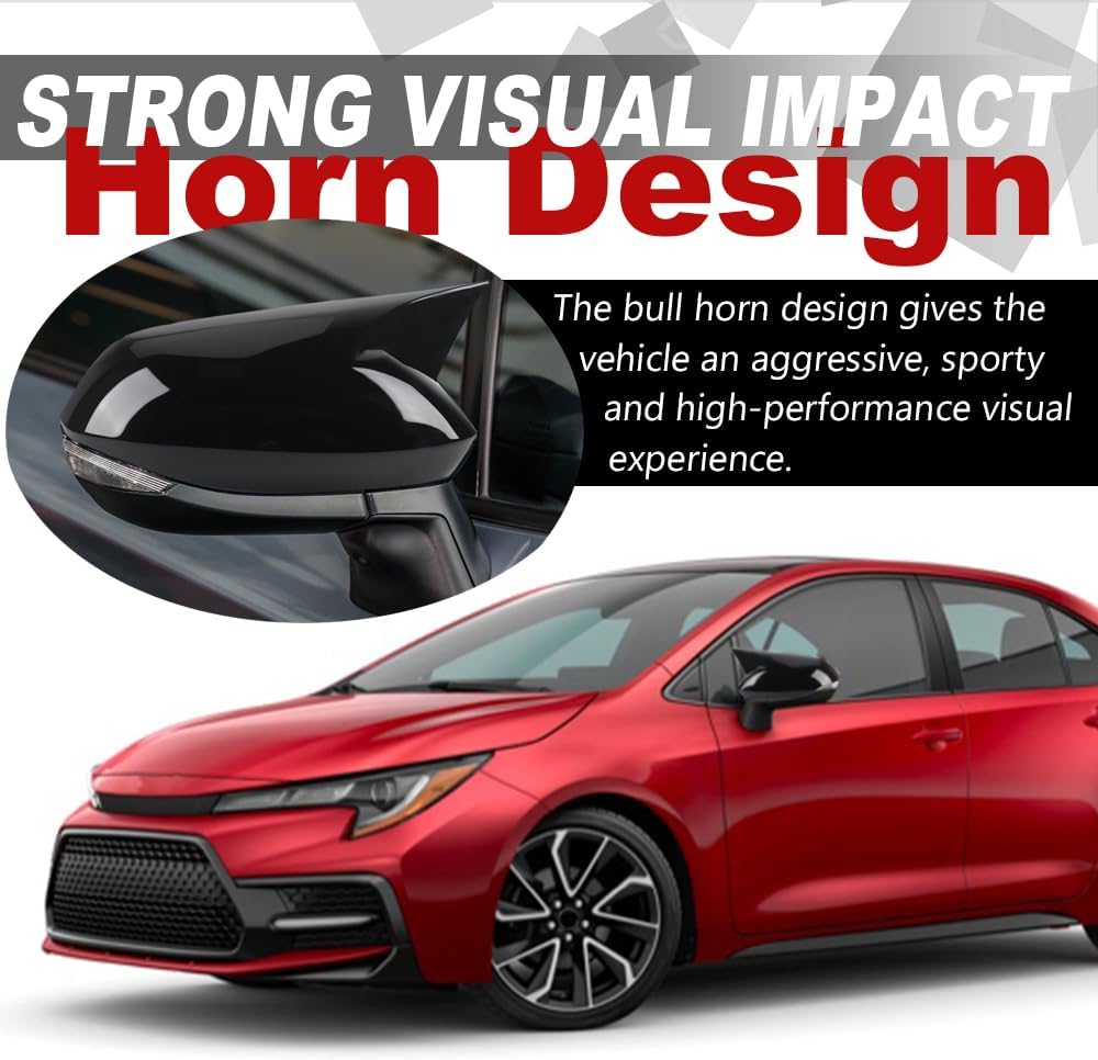 BOYUER for Toyota Corolla 2020 2021 2022 2023 2024 2025 2026,2019-2025 Corolla Hatchback 2PCS ABS Car Side Rear View Mirror Guard Cover Caps Trims Car Exterior Trim Accessories(Piano Black)