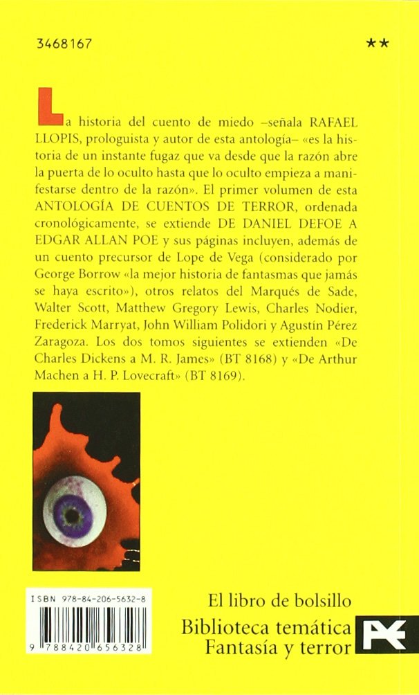 Antología de cuentos de terror, 1: De Daniel Defoe a Edgar Allan Poe (El Libro De Bolsillo - Bibliotecas Temáticas - Biblioteca De Fantasía Y Terror)