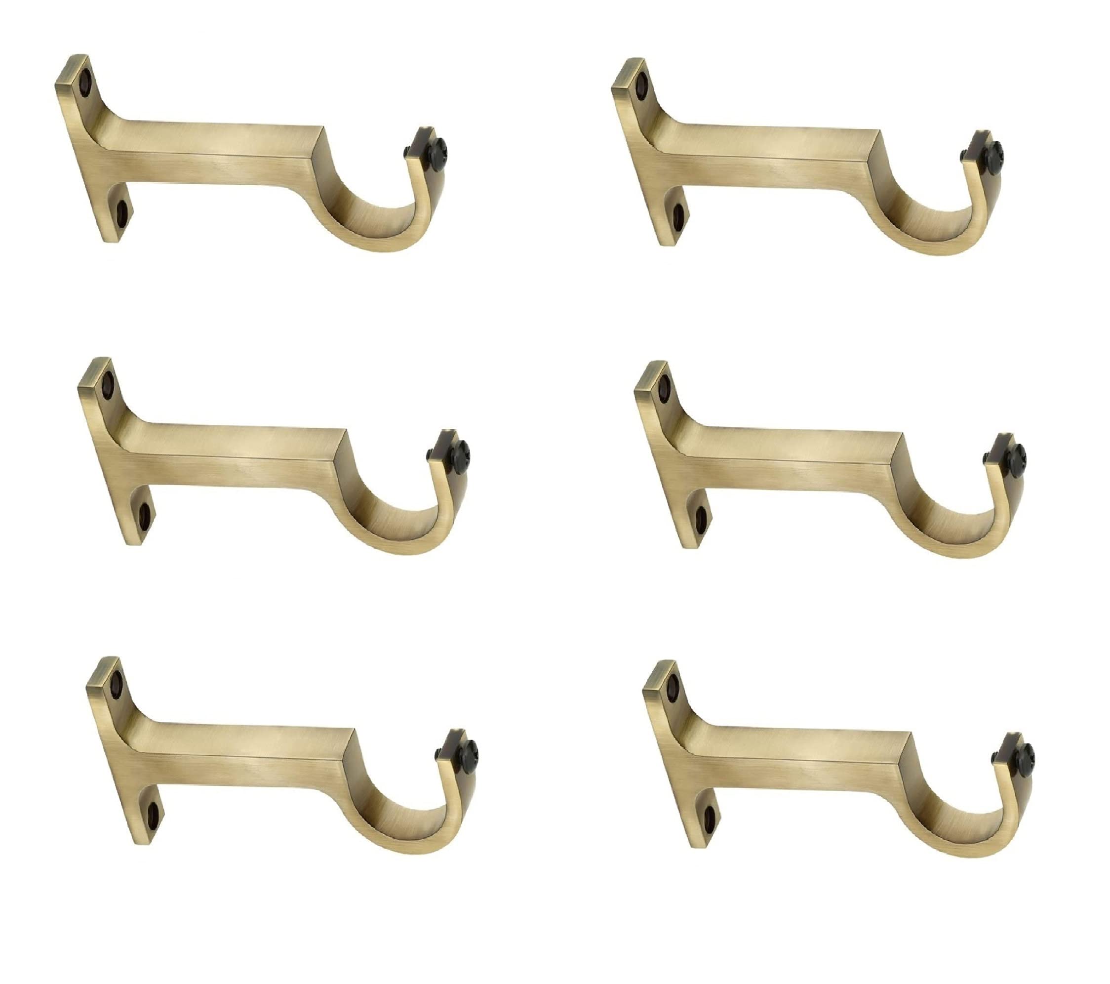 Arena Aluminum Curtain Support Brackets for Door and Window, 1 Inch Parda Rod Holder, Antique Brass Finish Curtain Holders Rod Supports for Doors and Windows Curtain Accessories Set 3 (Pcs 6)-image-29