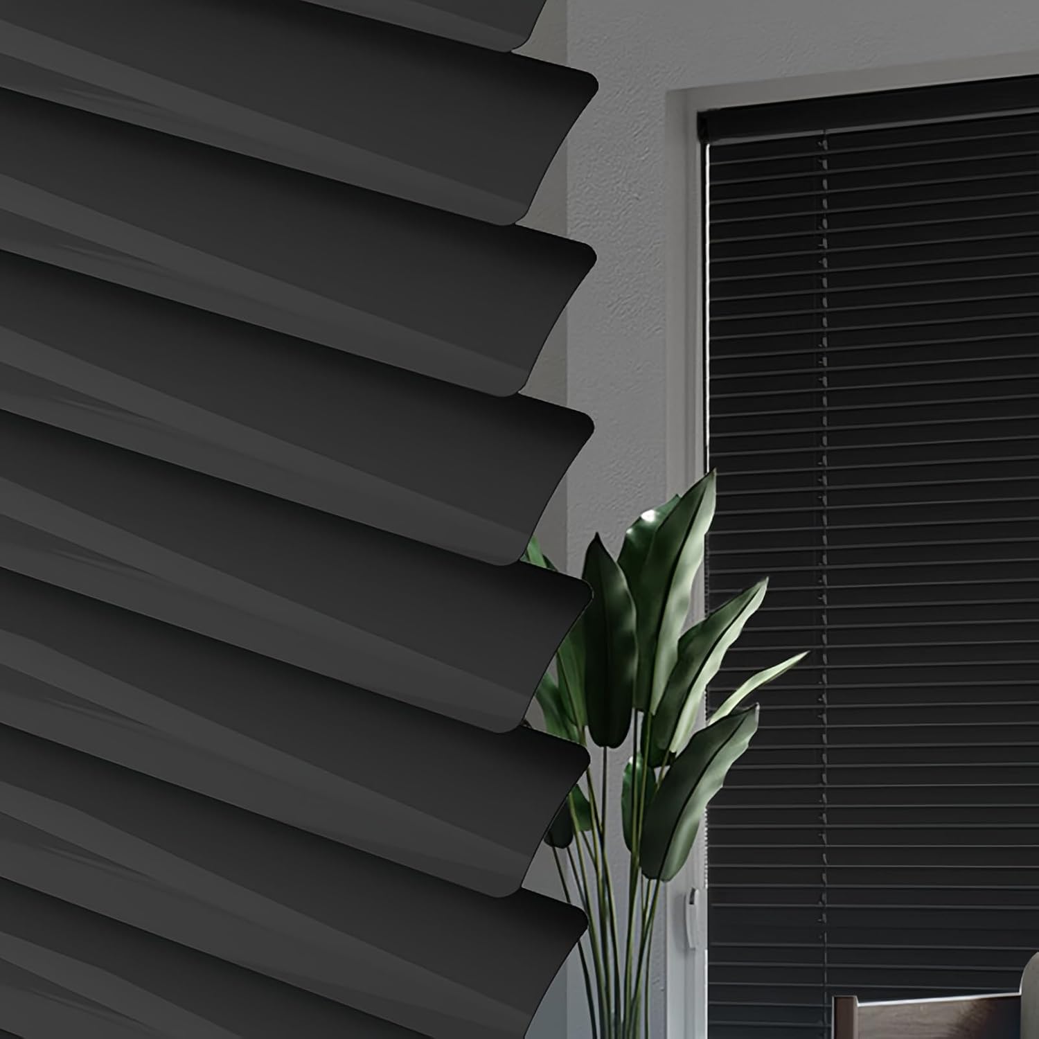 No Drill No Tool Mini Blinds, Light Filtering Horizontal Window Blinds & Shades, Venetian Blind for Windows Door(Black)
