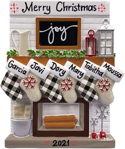 Miniatura 5 de Adorno personalizado para árbol de Navidad familiar de 3 chimeneas 2023  Decoración de manto de calcetín de invierno, regalo de amigo, primo