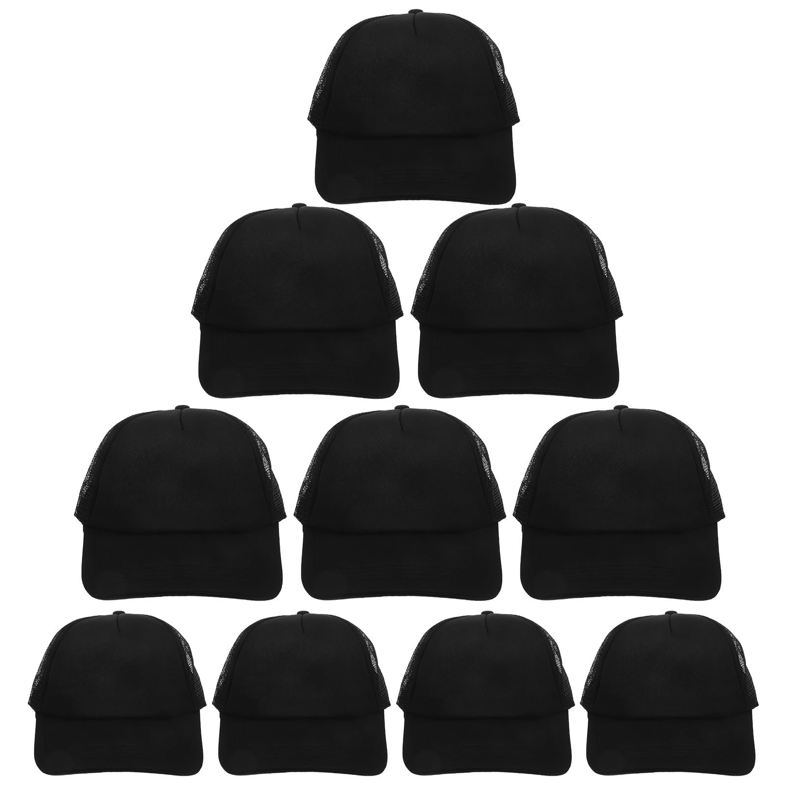 10piezas Gorras de Béisbol de Malla Negras para Sublimación Gorros DIY para Transferencias Térmicas Gorras Lote para Personalizar Transpirable y Ligeras para Actividades al Aire