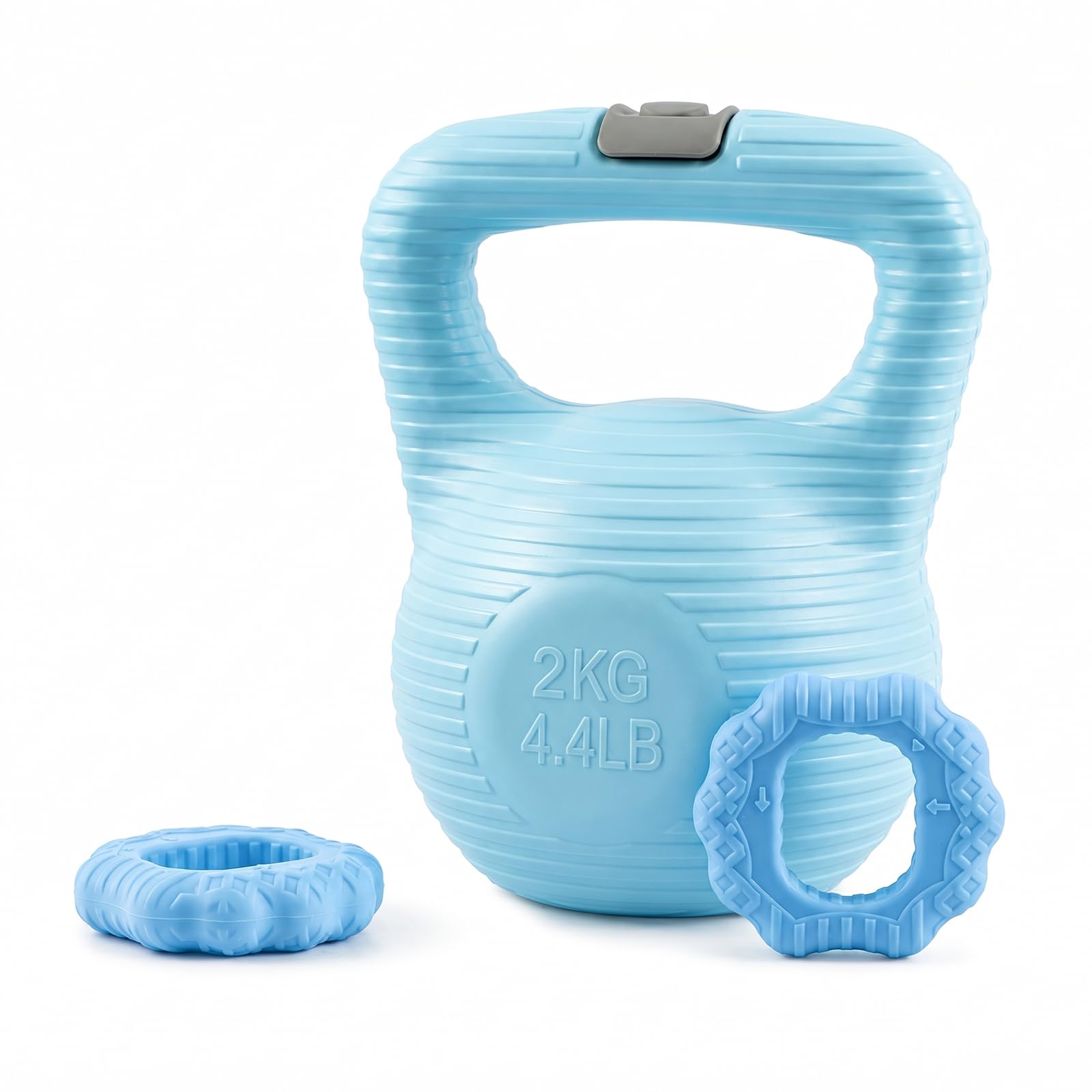 Home Fitness Set, Kettlebell and 2 Silicone Grip Trainers (Blue, 2kg)