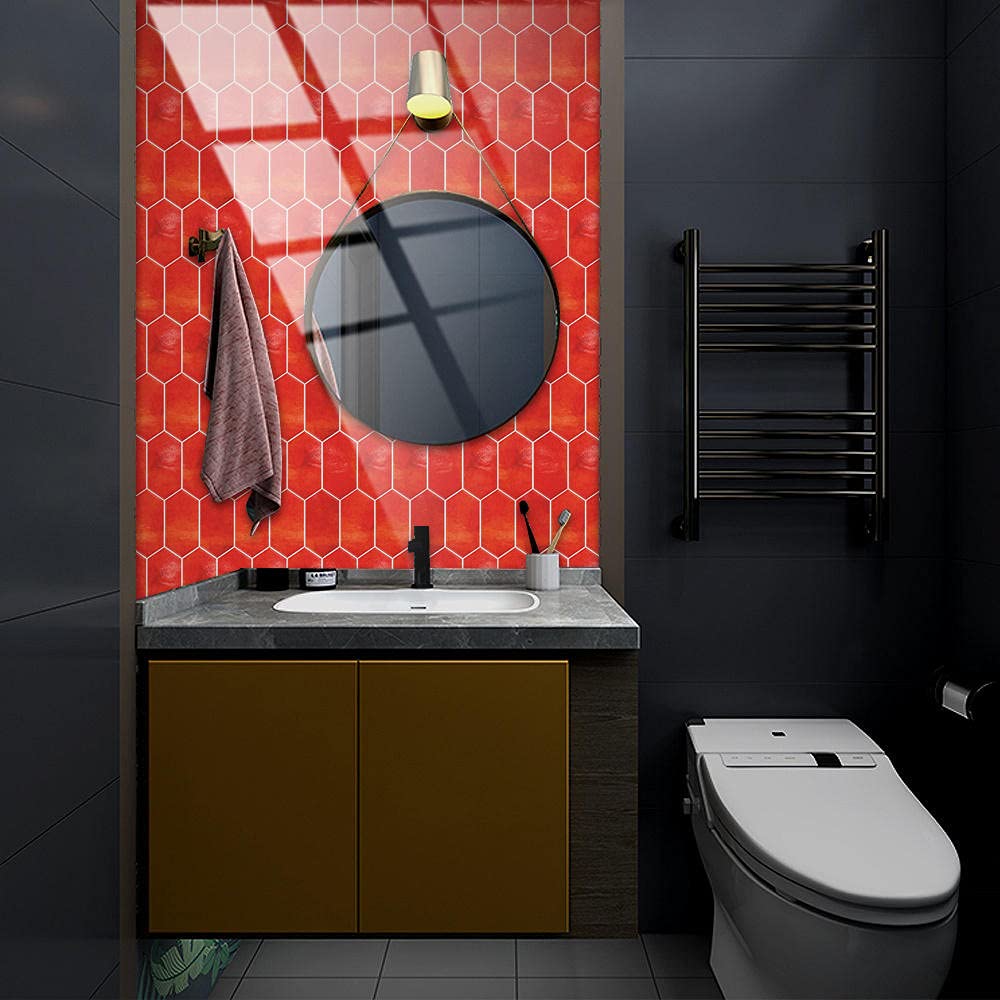 Azulejos De Vinilo Adhesivos Para El Suelo, Impermeables, Antideslizantes, Hexagonales, Para Sala De Estar, Cocina, Baño, Azulejos De Piso Stciker, Despegar Y Pegar, Autoadhesivos, 7.8 X 9.0 Pulgadas