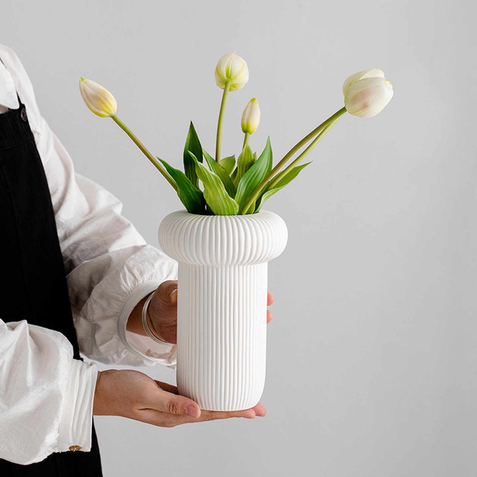 Pasiasty ceramiczny wazon nieregularny geometryczny wazon biały wazon suszone kwiaty salon biurko hol wejściowy,Black b