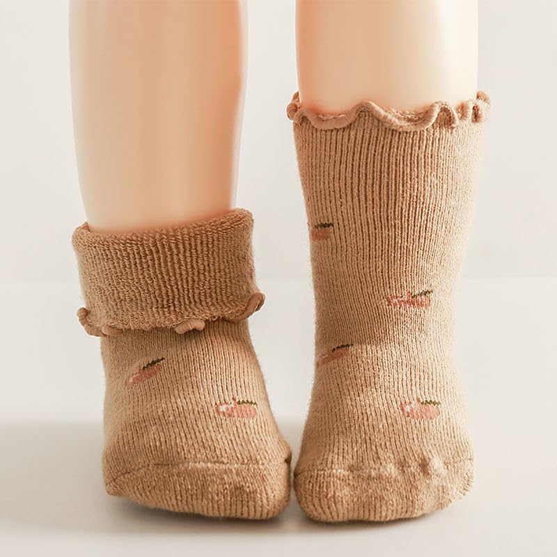 NeVka Fuzzy & Fluffy Toddler Socks Thickening Non-Slip Cozy Design For Extra Warmth and Comfort - 3 Pairs In Adorable Patterns - Ideal Winter Wear for Little Ones! (Mix4,Medium)2