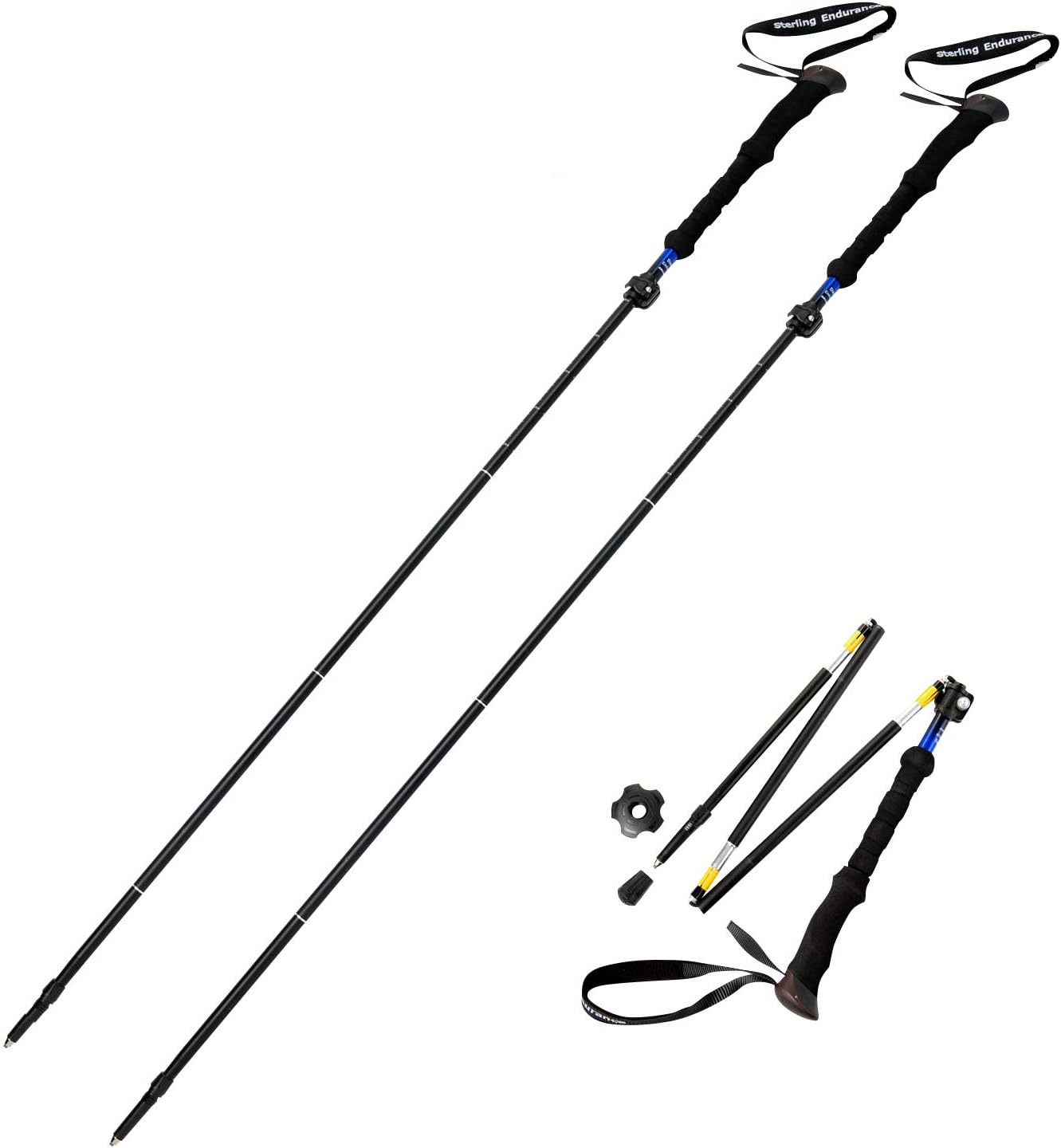 Trekking Poles/Collapsible to 13 1/2" / Hiking Poles Walking Sticks (Buy 1 Pole or 2 Poles)