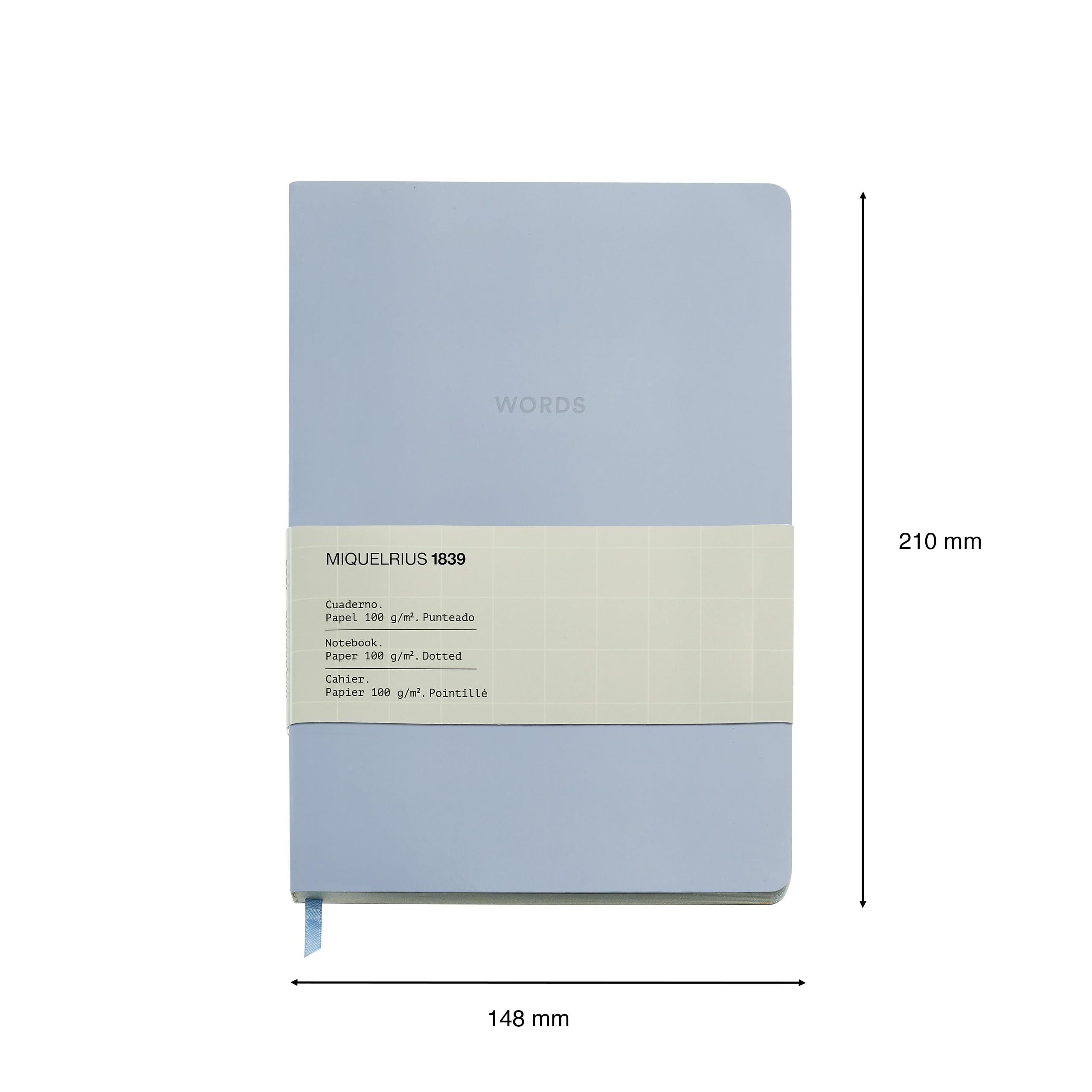 Miquelrius - Notatnik w formacie A5 (148 x 210 mm), wewnątrz kropkowany, 64 białe kartki 100 g/m², okładka z tektury wyściełanej, w stylu bullet journal z kropkami (kropki), kolor niebieski