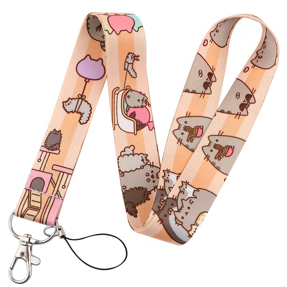 hansum Lanyard Neck Strap, Cartoon Animal Lanyards with Safety Buckle, for ID Badge Holder, Keys, Work Permits, Mobile Phones (Color : Cat 4, Size : 45cm)