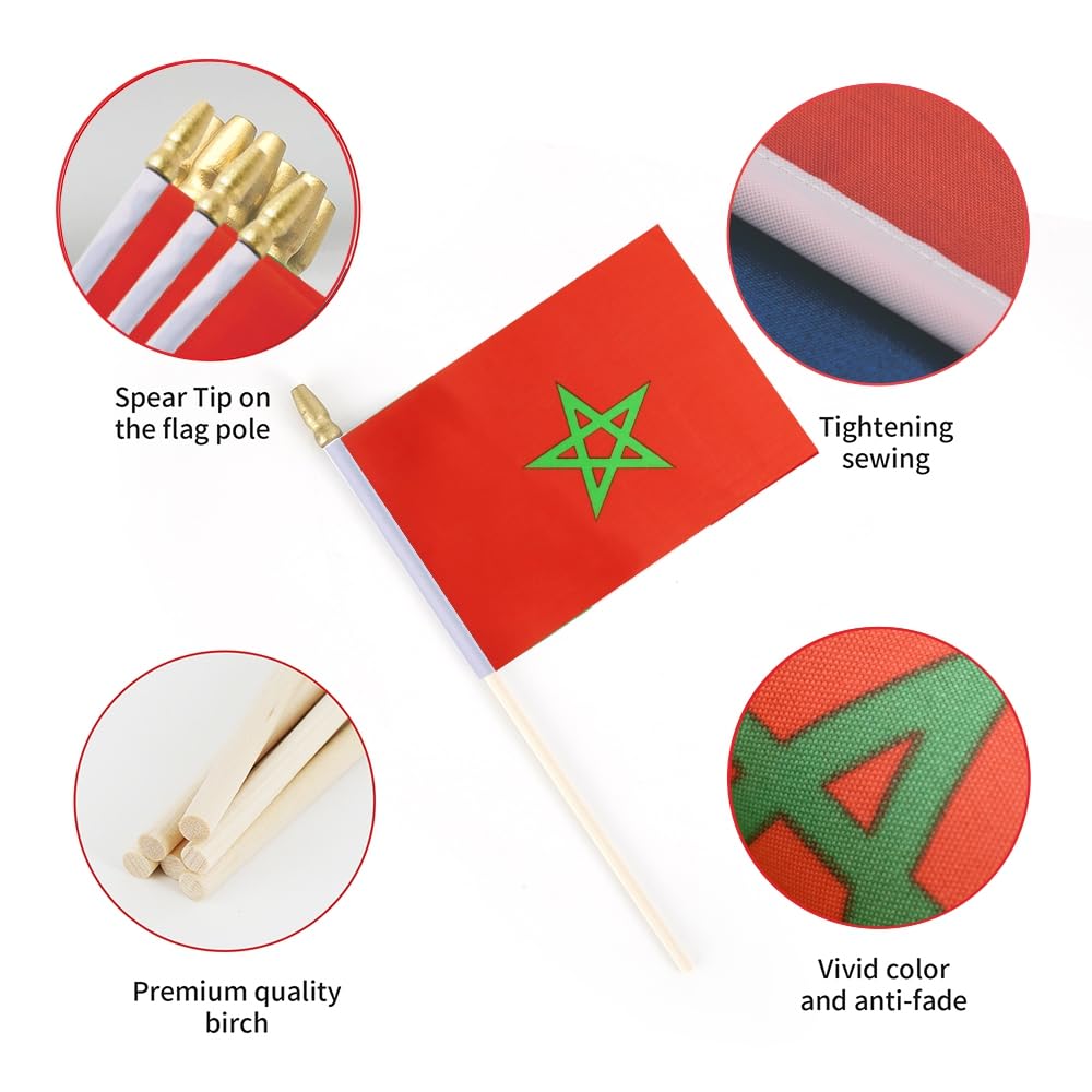Amazon.com : Ckexin 25Pack Small Morocco Flag Handheld Mini