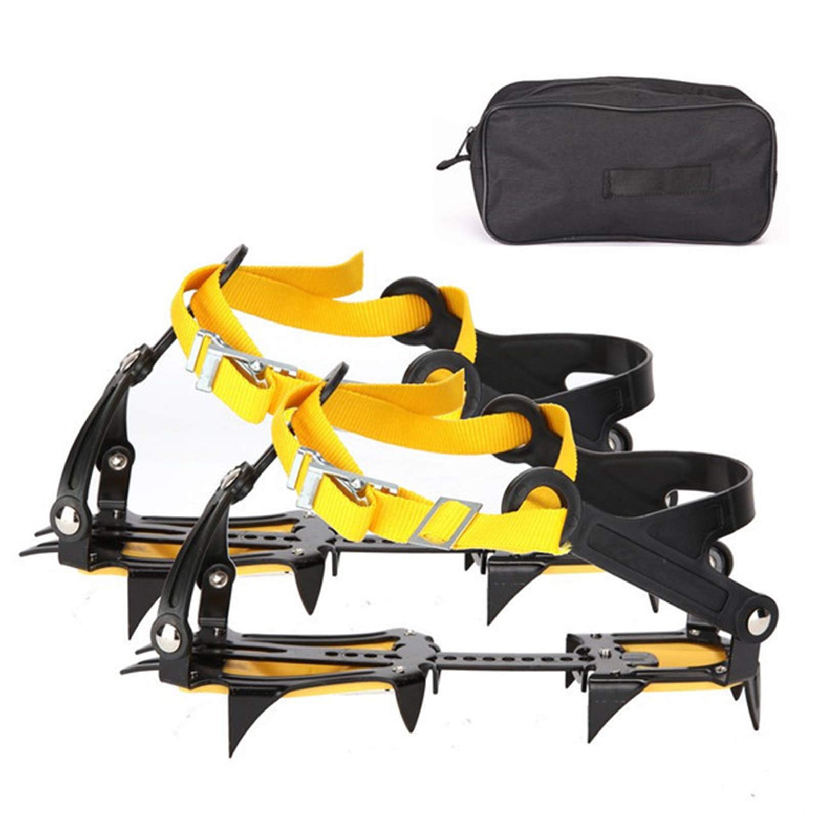 1 Pair Ice Hiking Spikes, 10-Teeth Crampons Strap Binding Type Ice Grips Slip Resistant Cleats for Hiking, Used Outdoor Sports Shoes And Boots