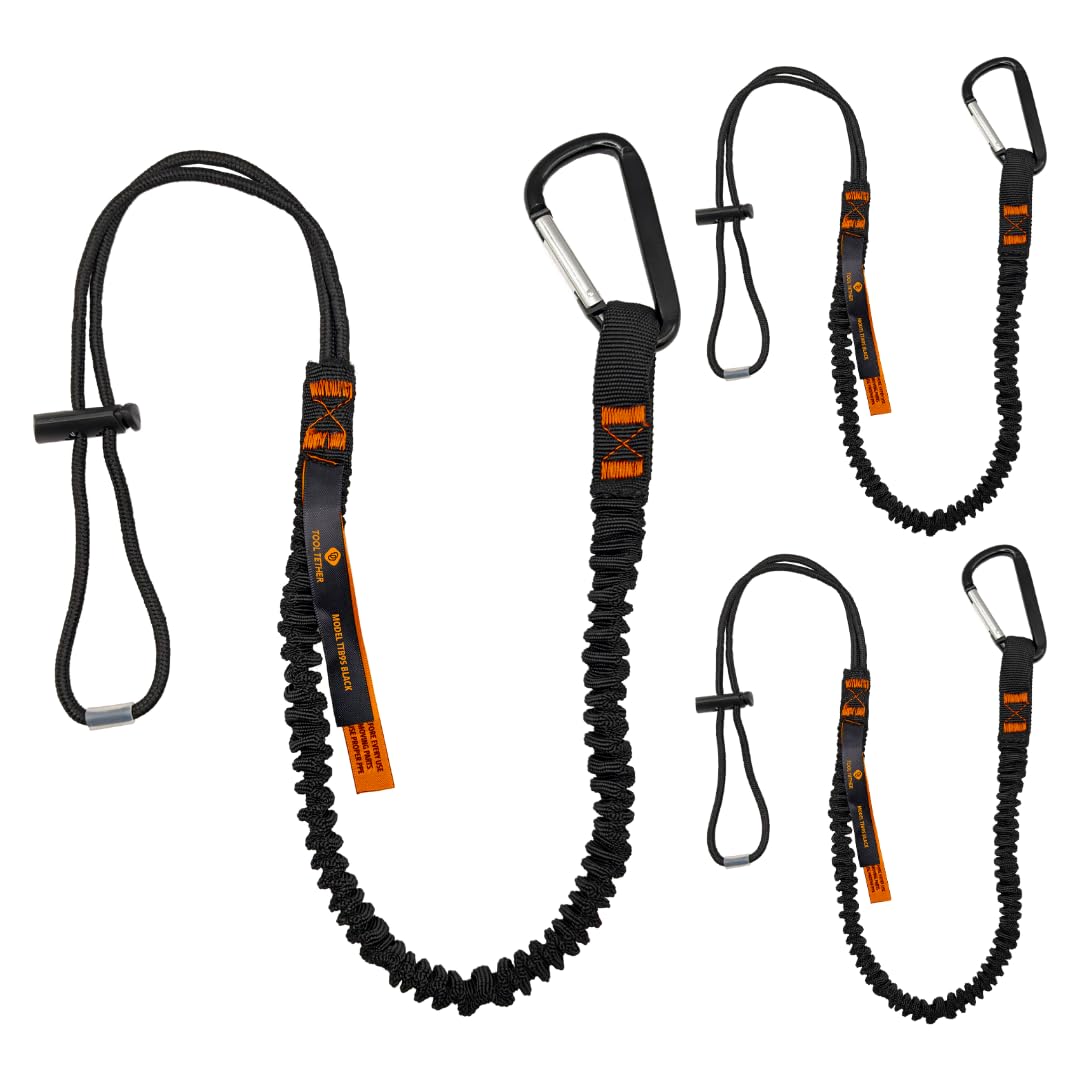 Construction Safety Gear 3 Foot Safety Tool Lanyard With Carabiner -  Adjustable Scaffold & Hard Hat Tether Loose Parts