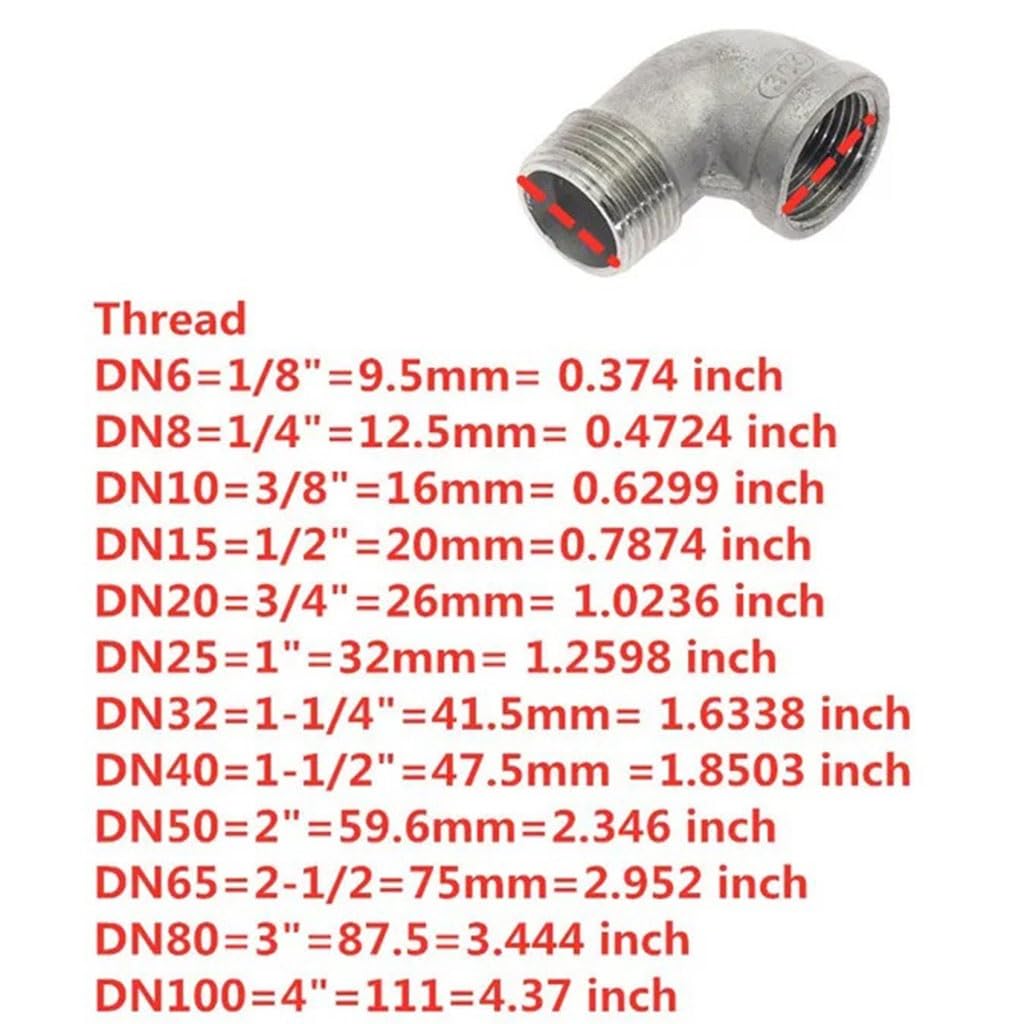 accesorios de conexión de tubería, 1 Uds 1/8 "1/4" 3/8 "1/2" 3/4 "BSPT acero inoxidable SS304 hembra X macho roscado 90 grados codo accesorios de tubería for agua Gas aceite(2.5 Inch)