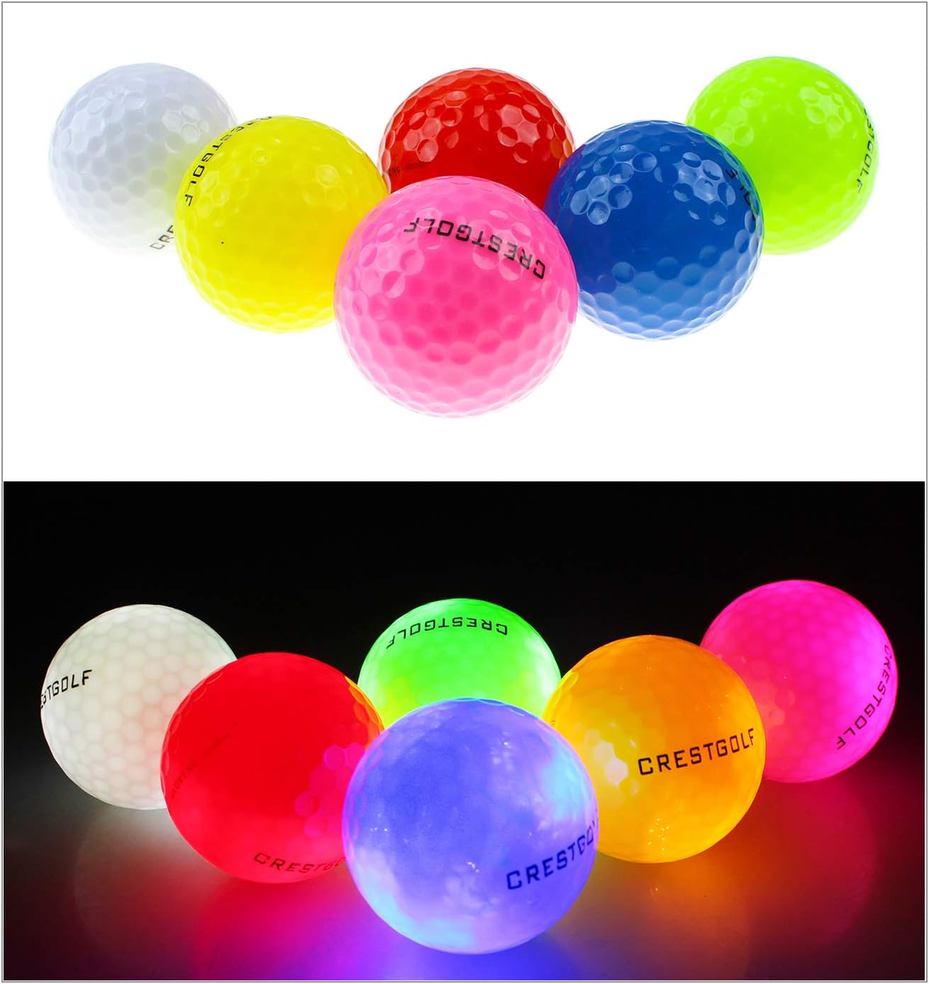 Kofull LED Golf Balls Golf Light Ball, Night Glow Flash Light up LED Golf Ball Flashing Glowing Golf Ball Mixed Color (Pack of 12 pcs)